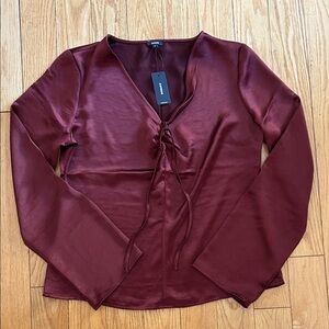 Express Deep Red Satin Blouse